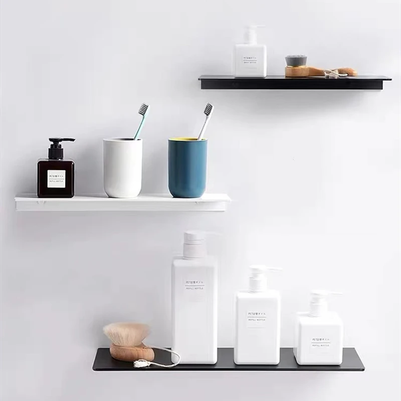 

Bathroom Organizing Rack Silver/White Space Aluminum Wall Mounted Kitchen Shelves Shower Storage Racks Shampoo Cosmetic Shelf