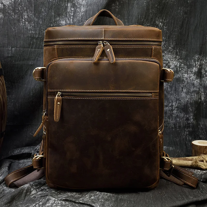 Large Leather Backpack Men Luxury Designer Laptop Bagpack for Man Backpack for School Bag Travel Backpack Bag Men's Daypack 5