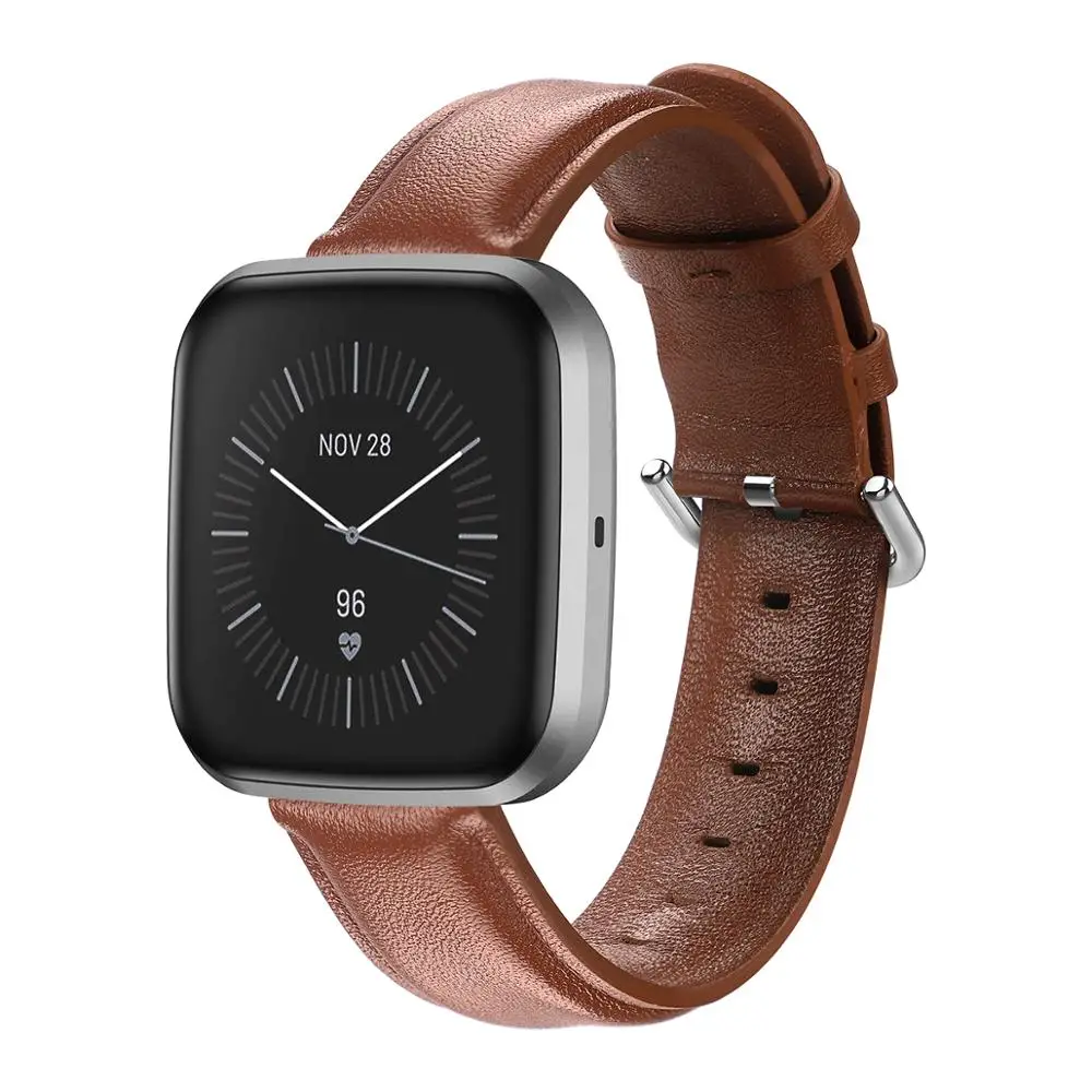 Ремешок из натуральной кожи для Fitbit часы Versa дышащий Одноцветный регулируемый ремешок для мужчин и женщин светильник сменный мужской браслет