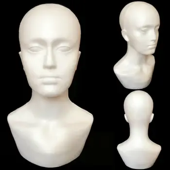 

15" White Polystyrene Foam Men Mannequin Shop Mall Display Head Bust Shoulder