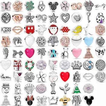 

DIY Charms Daisy Flower Minnie Mickey Star Heart Locket Floating 925 Sterling Silver Bead Fit Original Pandora Bracelet Jewelry
