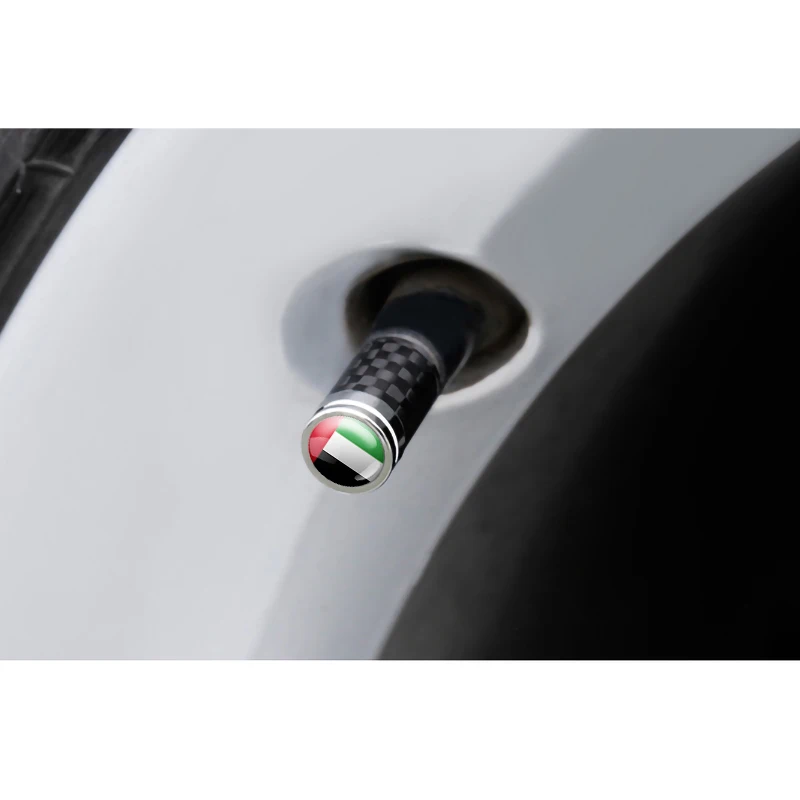 4Pcs Car Styling Metal Carbon Fiber United Arab Emirates Saudi Arabia Flag Emblem Tyre Dust Cap Wheel Tire Valve Caps Decor
