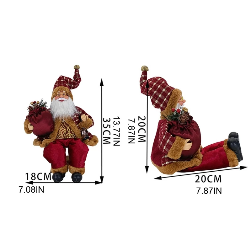 14'' Sitting Santa Claus Figurines Christmas Figure Decorations Hanging Xmas Tree Ornaments Santa Doll Toy Collectible 69HF christmas decorations plush doll