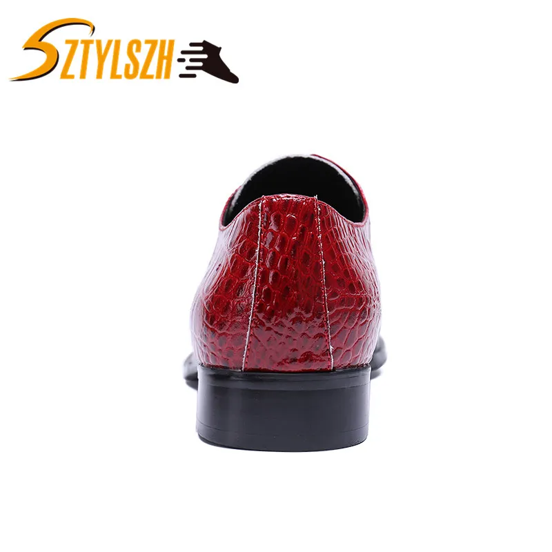 Men Formal Shoes Genuine Leather Luxury Brand Pointed Toe Dress Footwear Male Office Italian Brogue Oxford Shoes Glossy Men shoe