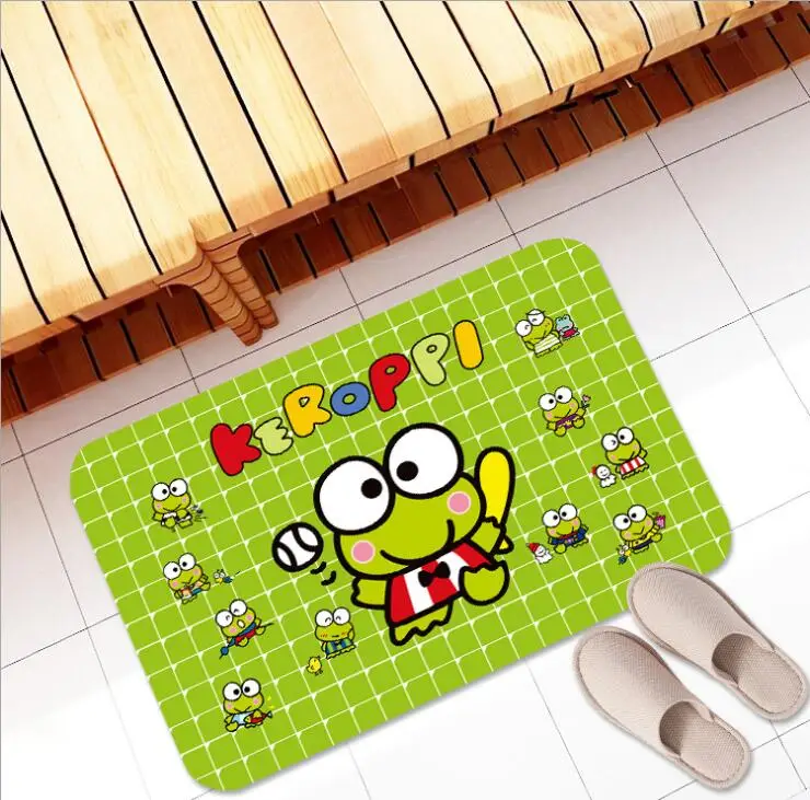 Мультфильм Keroppi большой глаз лягушка Печать плюшевый коврик для ног дверной коврик ковер плюшевая игрушка 3050 - Цвет: Черный