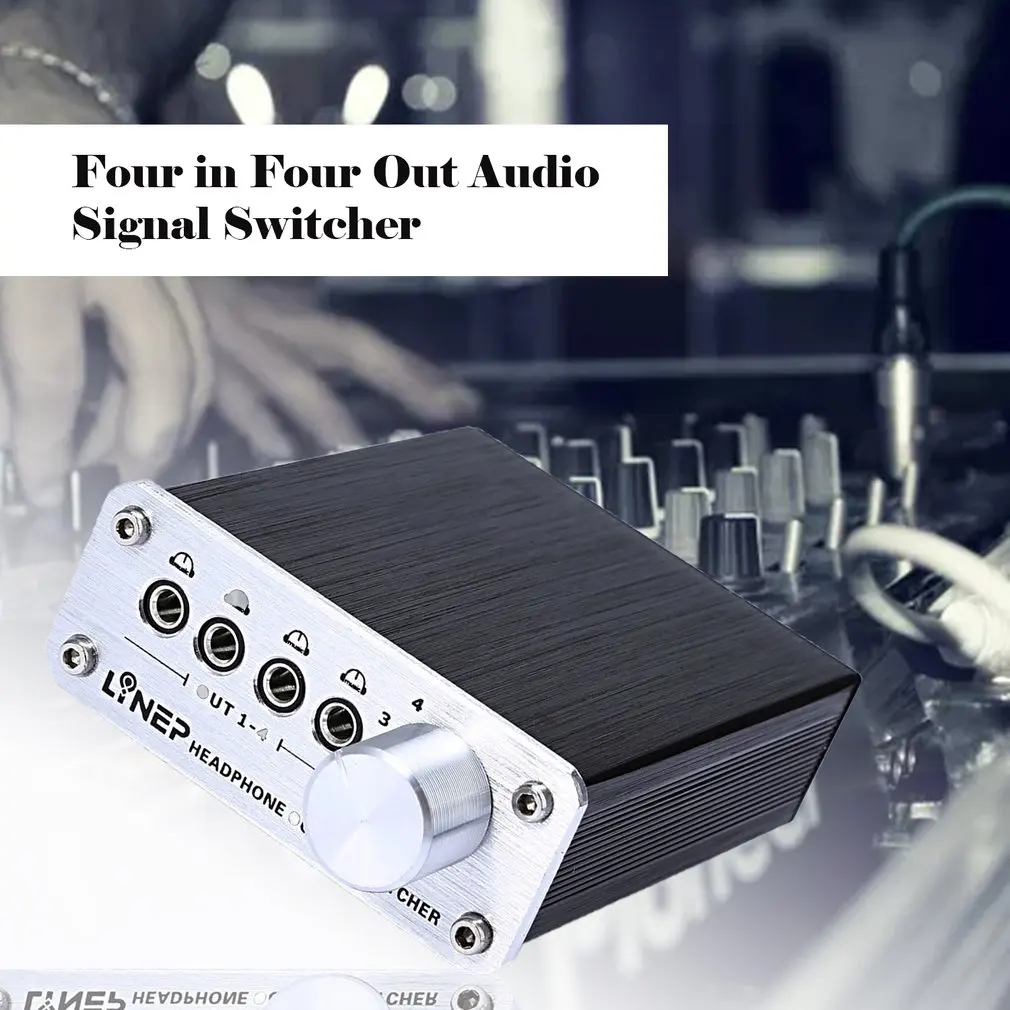 985 Professional Four in and Four out Audio Signal Switcher Headphone Splitter Audio Signal Comparator DTS 2 2 0 AC Metal