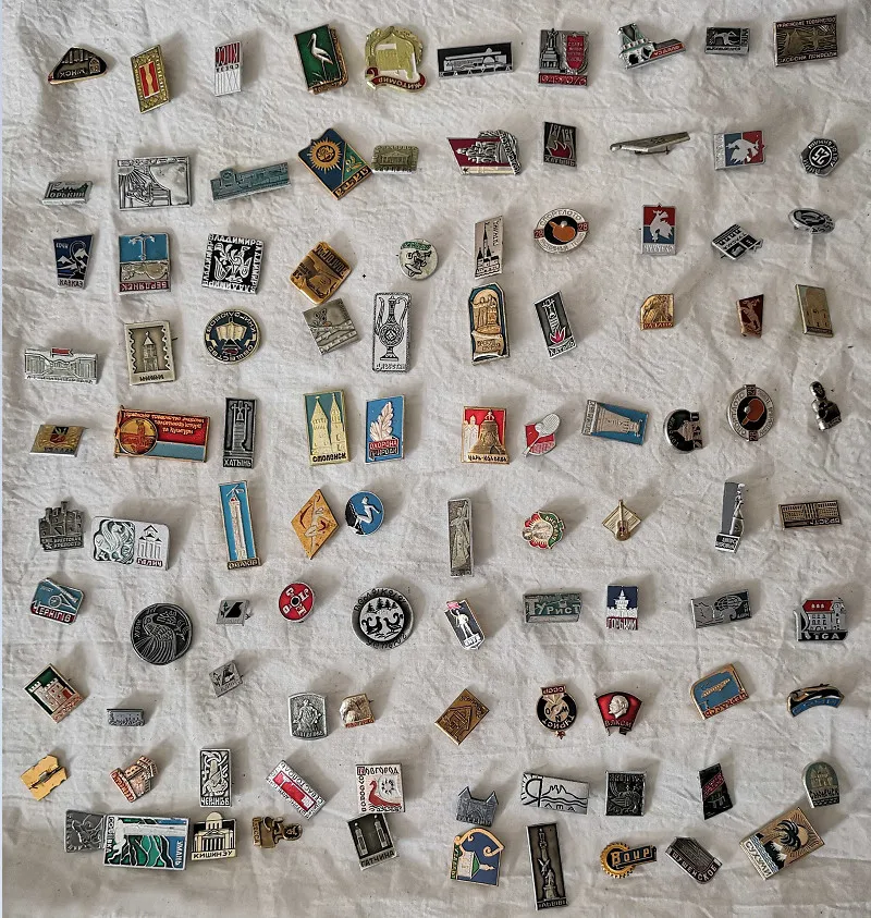 

100 Pieces Soviet Union CCCP Aluminum Badge Lenin Architecture Landscape Animals Multiple Types USSR Brooch Pin