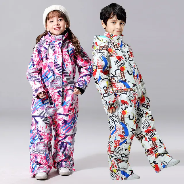 US $56.84 2019 Winter Brands -30 temperature Kids Ski Suit Children Brands Waterproof Warm Girls And Boys Sno