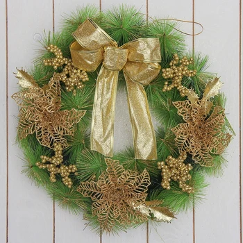 

New year's wreath d-36 cm " Bow " Golden flowers 3557053
