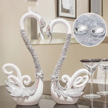 

EUROPEAN LIGHT LUXURY RESIN LOVE SWAN ORNAMENTS LIVINGROOM HOME TABLE FIGURINES DECORATION OFFICE DESKTOP CRAFT ART WEDDING GIFT
