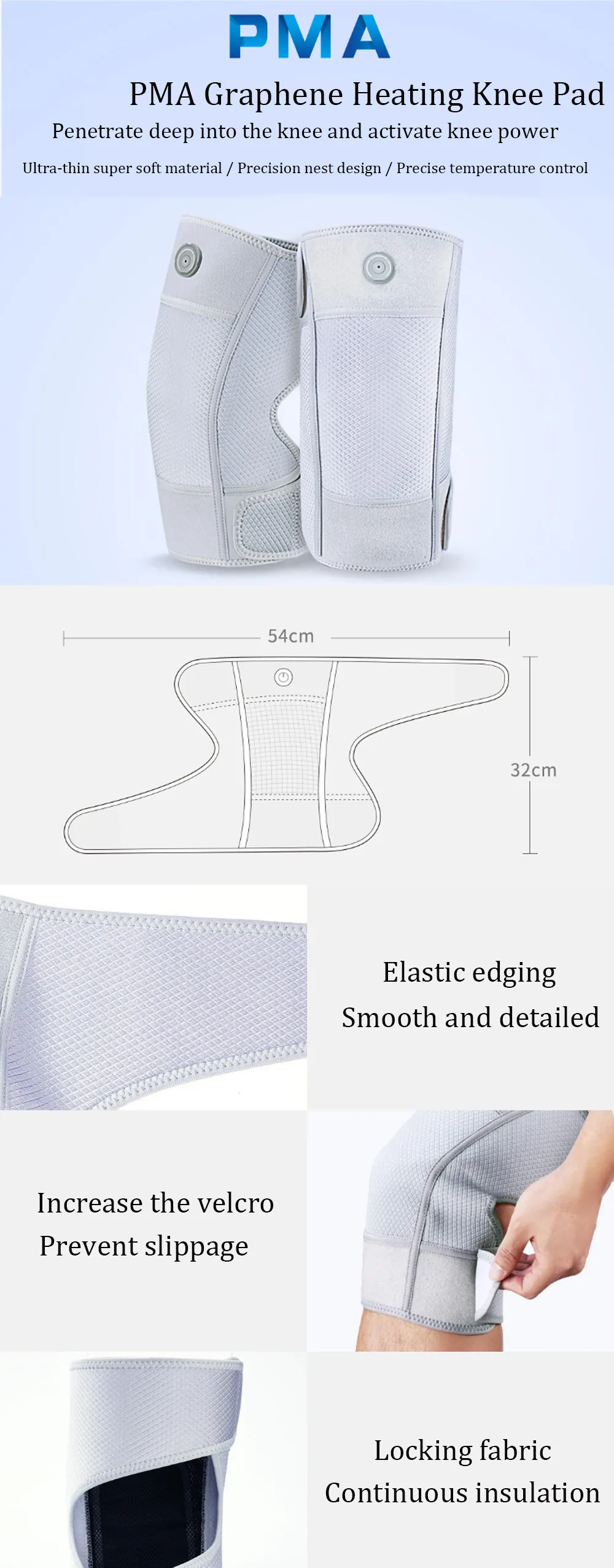 New Original Youpin PMA Knee Pad 5V Infrared Graphene Heating Protective Knee Sports Pain Relief Leg Sleeves Knee Gear (2)