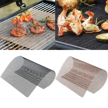 

2020New 3Color Ptfe Non-stick BBQ Grill Pad Barbecue Baking Pad Reusable Cooking Plate 40*33cm For Party Grill Mat Tools