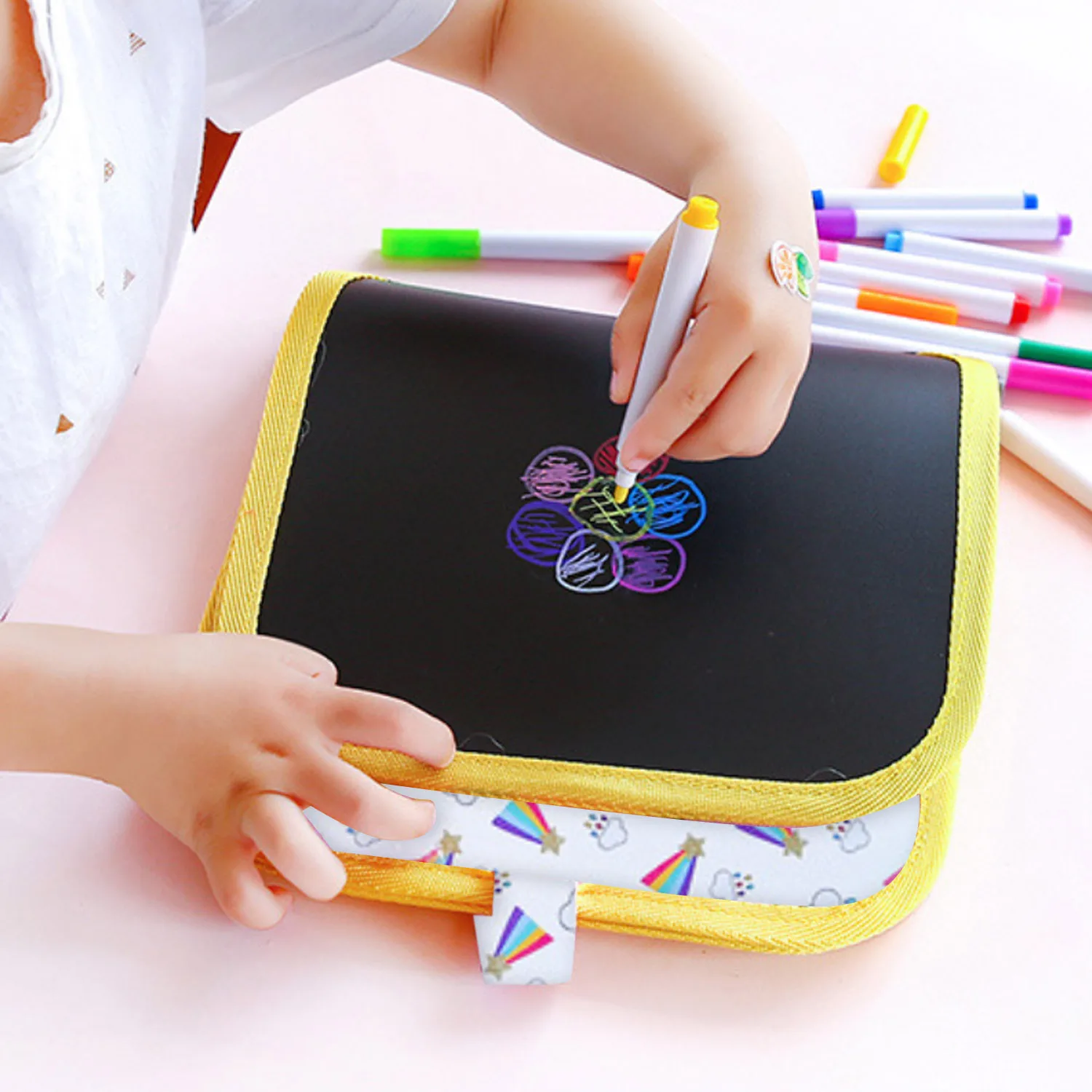 14-страница Портативный со стирающимися чернилами Рисование Живопись Doodle Pad книги игрушка, украшенное мозаикой из драгоценных камней, 12 шт. Цветной ручки для детей ясельного возраста подарок