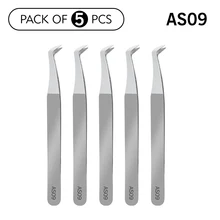 11 types 5pcs/10pcs Eyelash Extension Tweezers Volume Stainless Steel Accurate curved Tweezer Non-magnetic Eyelashes Pincets