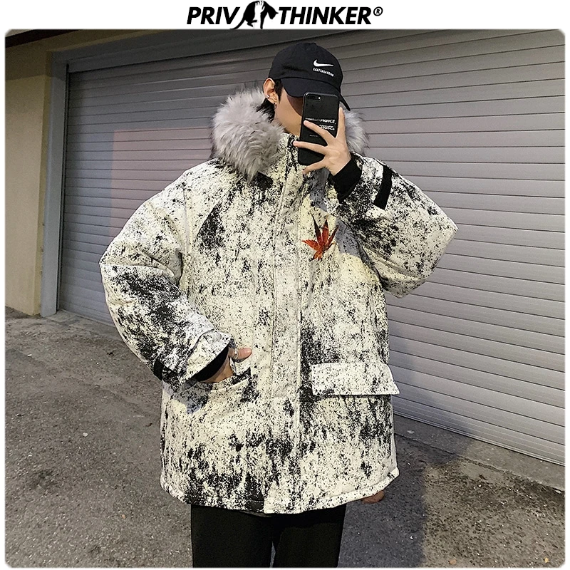 Privathinker, Мужская Уличная одежда, свободные теплые зимние куртки, пальто, мужские,, хип-хоп, Модная парка, мужская, с капюшоном, утолщенная парка, большие размеры