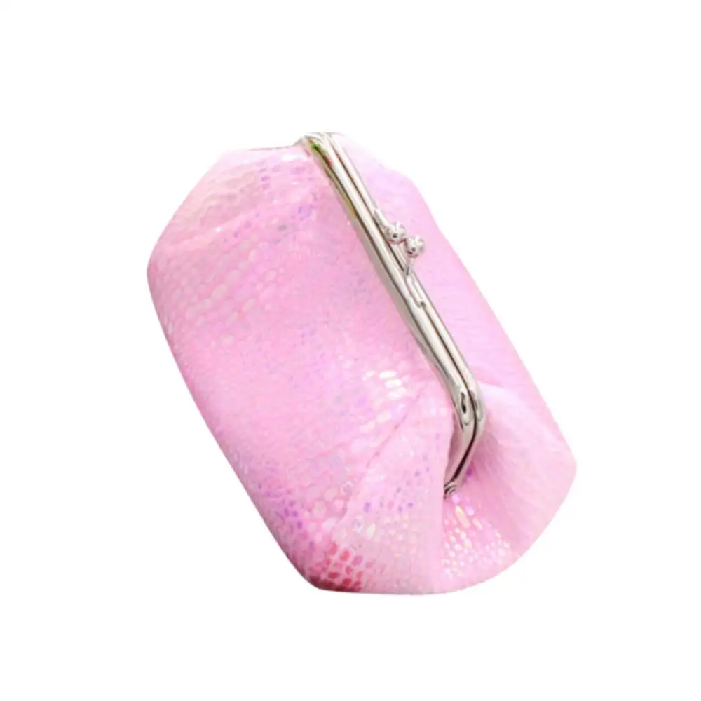 Women Laser Kiss Lock Round Wallet Clutch Pouch Coin Cash Card Holder Purse
