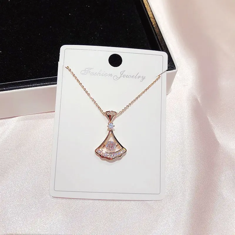 Изысканное Секторное ожерелье с кулоном из розового золота, кубический цирконий, геометрической формы, ожерелье, модные женские ювелирные изделия