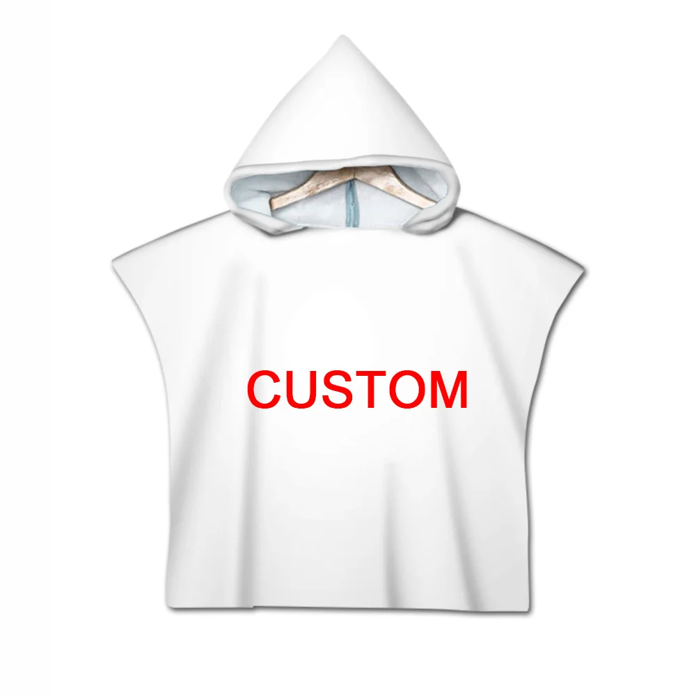 Customize New Children Hooded Cloak Beach Towel Printed Microfiber Baby Boys Girls Kids Swimming Bath Towel 60*80cm