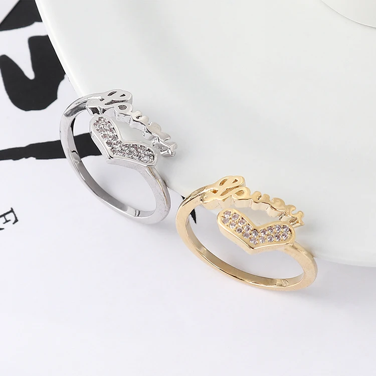 MS Betti AAA кубический цирконий love me письмо сердце кольцо новинка для женщин рождественские подарки