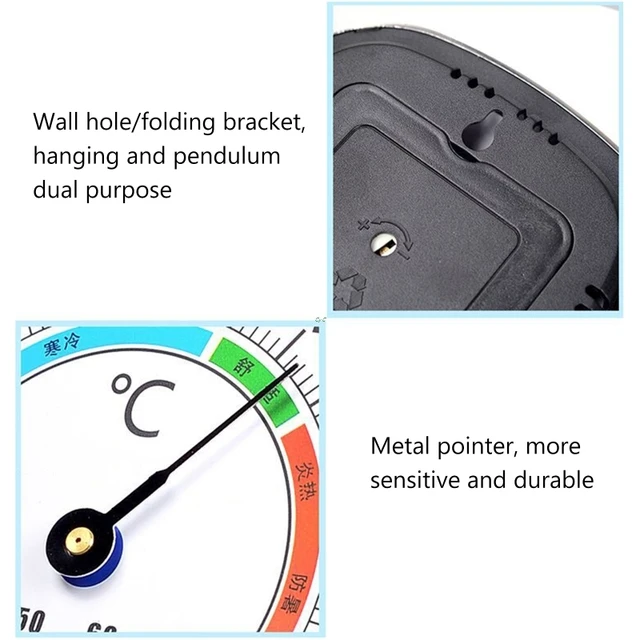Wang Hang Analóg Beltéri Kültéri Hőmérő Higrométer Páratartalommérő Hőmérséklet -Monitor Függő És Állvány Nincs Szükség Akkumulátorra - Image 6