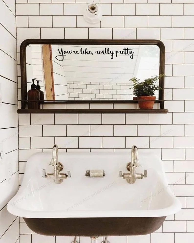 

Вы чувствуете по-настоящему красивое зеркало этикеты Зеркало стикеры Винил Съемный Настенная живопись для ванной комнаты HJ1043