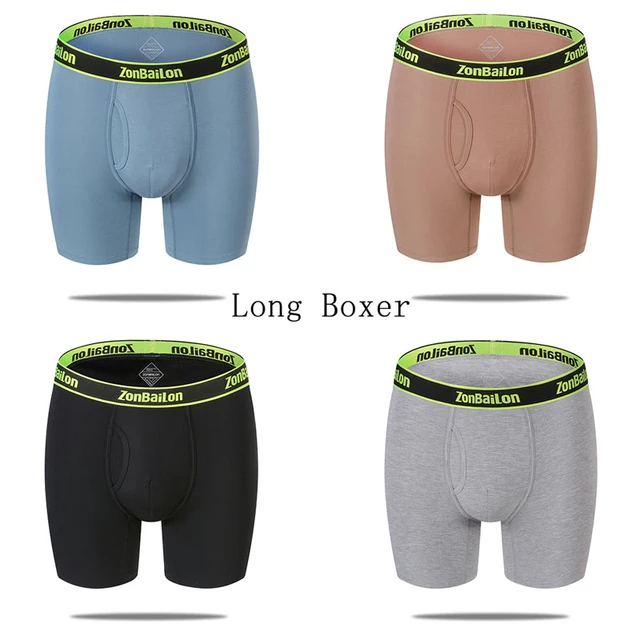 ZONBAILON Men's Boxer Briefs Leg Bamboo Breathable Open Fly Boxers