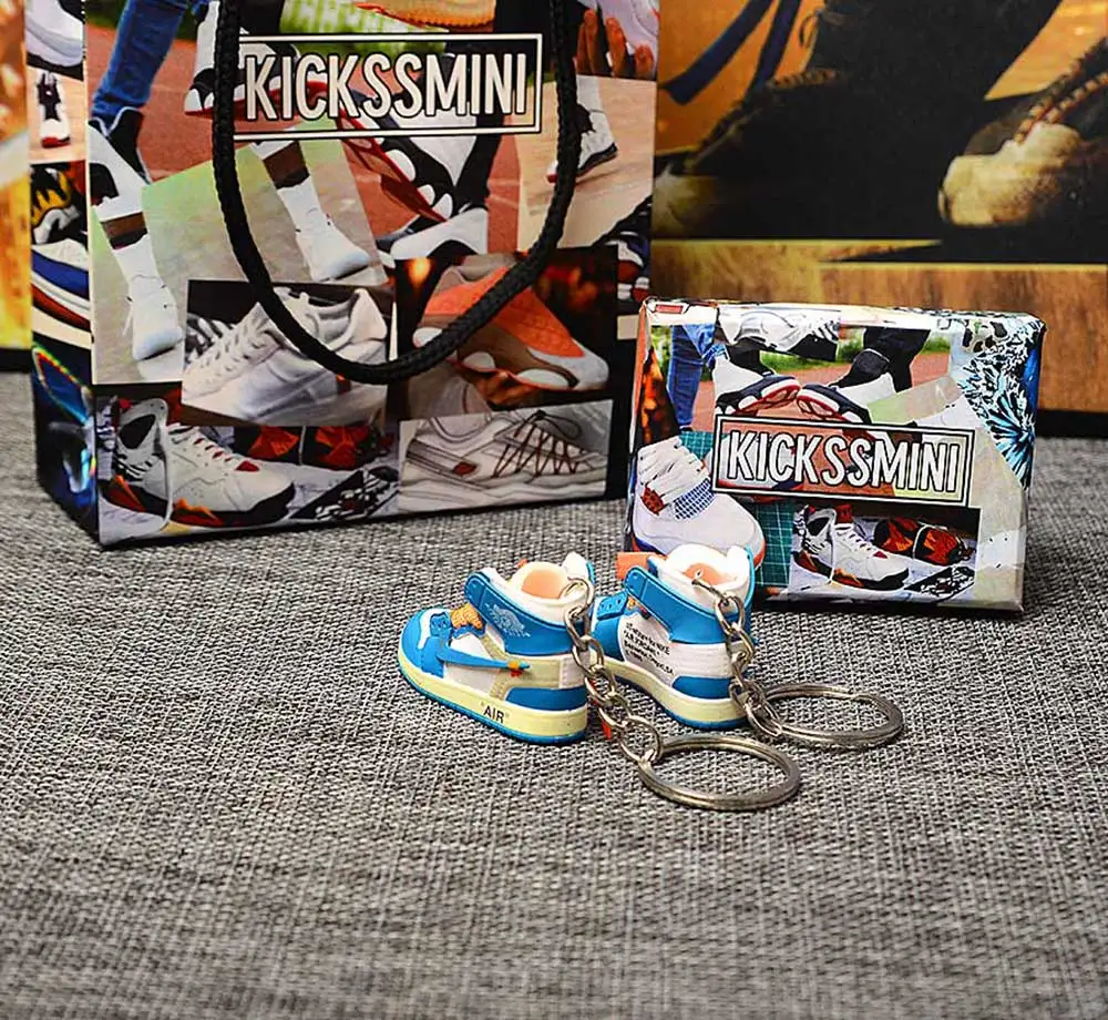 Дропшиппинг индивидуального поколения AIR JORDAN 1 Ретро OFFWHITE UNC Оранжевый 3D кроссовок модель сумка Подвеска парный брелок