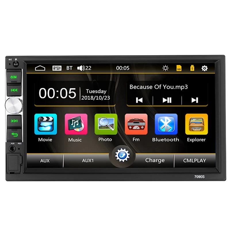 Автомагнитола HD 7 дюймов контактный экран стерео 12 В 2 Din FM ISO мощность Aux вход Авто MP5 плеер SD USB 7090S