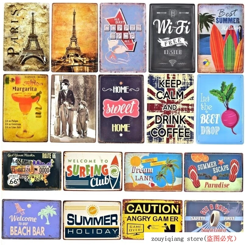 Paris Eiffel Tower ! 20x30 Cm Vintage Signs Metal Plaques Home Bar Pub Cafe Wall Art Decor Living Room Sticker | Дом и сад
