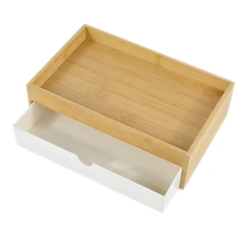

Single Layer Along with Leather Drawer Storage Box Bamboo Cosmetic Storage Box Bedroom Living Room Storage Cabinet