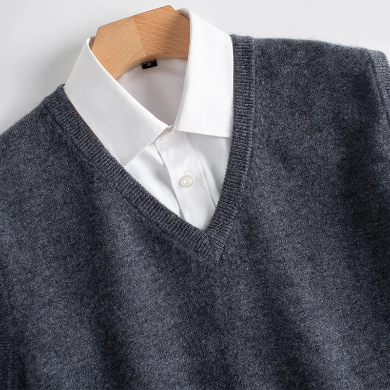 60% OFF Men's Cashmere Sweater Vest 2020 Spring New Business Casual  solid Color V-neck Wool smart Vest Sleeveless coat sweater Brand