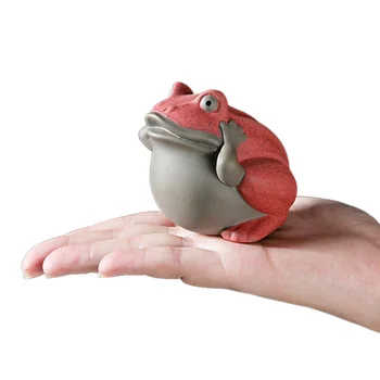 

Tea Pet Colored Sand Pottery Frog Statue Chinese Kung Fu Tea Set Accessories Purple Clay Figurines Tea Tray Decor Crafts Gifts