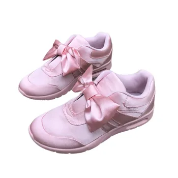 

Cute Pink Bowtie Women's Sneakers Korean Style Silk Satin Air Cushion Ladies Trainers Casual Sport Vulcanized Shoes Big Size 41
