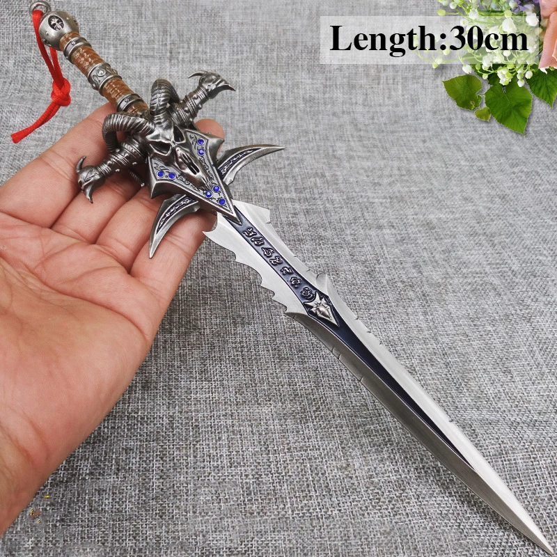 C1 WOW Lich King Arthas оружие менэтил меч Frostmourne сплав фигурки для украшения оружие кулон коллекция подарок игрушки 30 см - Цвет: C1