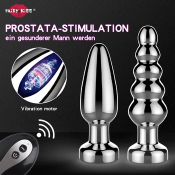 Remote Control Vibrator Male Prostate Massager Anal Dildo Female Masturbators Metal Butt Plug Vibrating Sex Toys For Men Women 2
