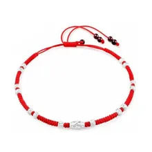 Изящный Серебряный ножной браслет год Fate Fine Silver Passepartout ножной браслет женские чистого серебра счастливые бусы Красный веревочный браслет на ногу браслеты