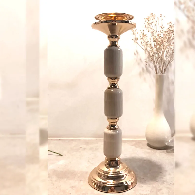 L 49CM Металлический Подсвечник Цветочная ваза канделябр Модный свадебный подсвечник Изысканный подсвечник настольный домашний Рождественский Декор - Цвет: L 49CM