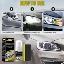

30ml Car Headlight Polishing Repair Agent Spray Kits Scratch Car Car Accessory Repair Fluid Brush With Remover Maintenance T7N0