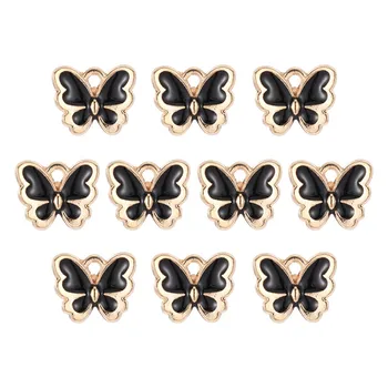 

10pcs/pack Multi-color Butterfly Enamel Charms Pendant For Women Girls Jewelry Making And Crafting Jewelry Accessories 13x11mm