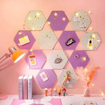 

hexagon 7Pcs 3D Felt Moon Star Wall Stickers Letter Message Board Photo Display DIY Art Wall Decor Home room decoration