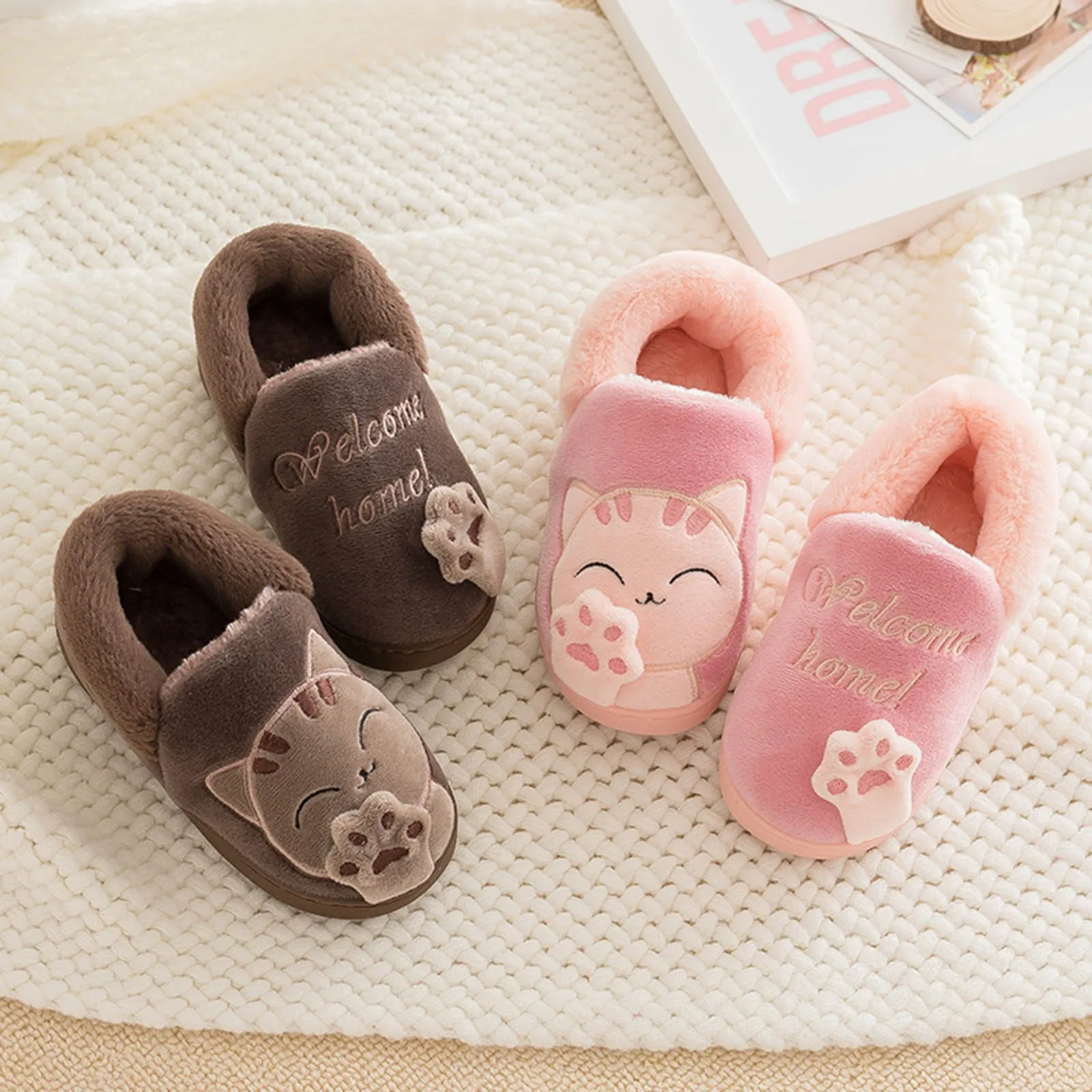 girls leather shoes Kids Baby Boys Girls Winter Slippers Cartoon Cat Non-slip Home Indoors Shoes Fashion Warm Children Bedroom Shoes Slippers comfortable sandals child