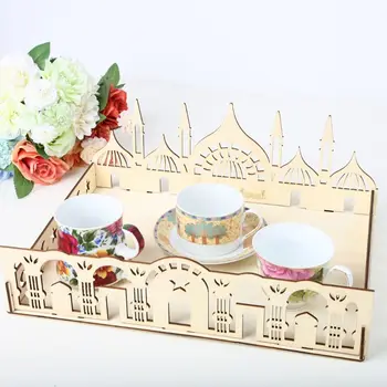 

DIY Wooden Eid Mubarak Serving Tableware Dessert Tray Cake Home Decor Ramadan