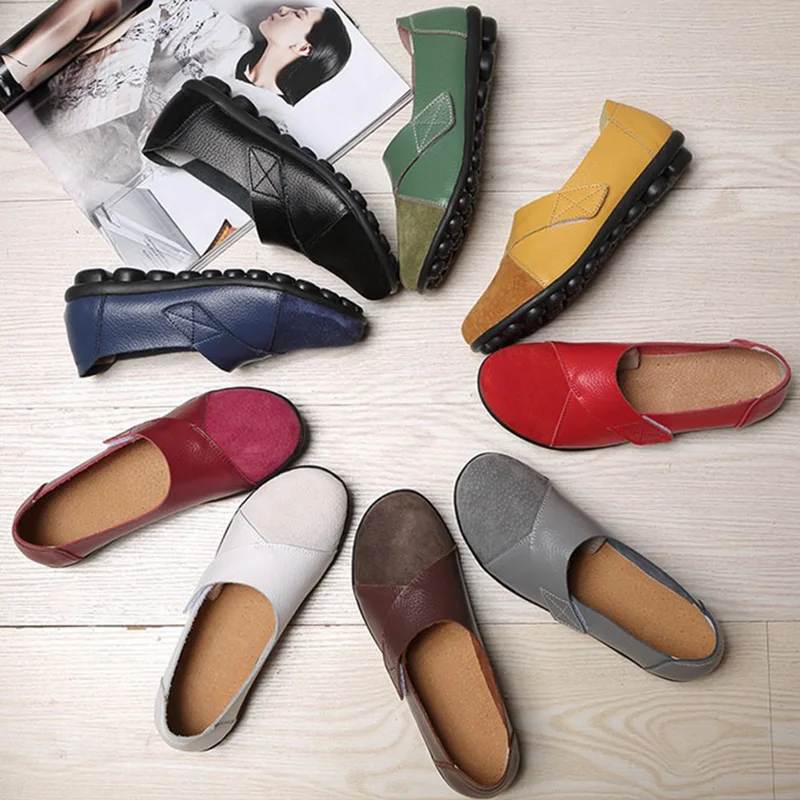 

Orthopedic PU Leather Loafers Soft Sole Casual Flats Shoes for Women Students BB55
