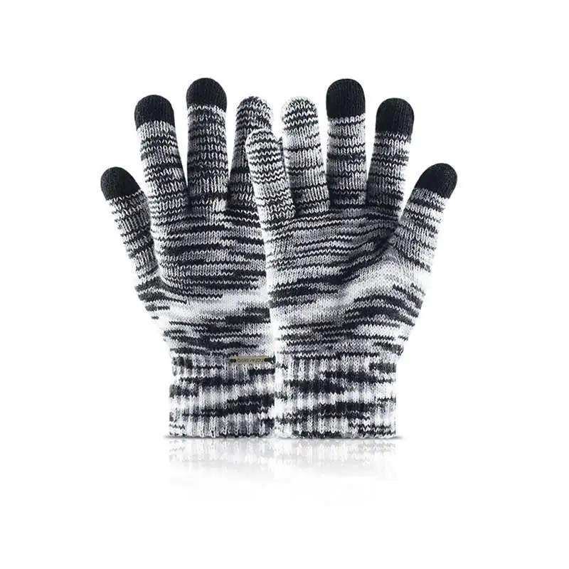 Wiomen Men Gloves Winter Soft Stretch Knitted Touch Screen Gloves Full Finger Mittens - Цвет: A1