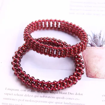 

6A natural gemstone burgundy garnet crystal hand row, natural stone bead energy bracelet, ladies chakra jewelry gift
