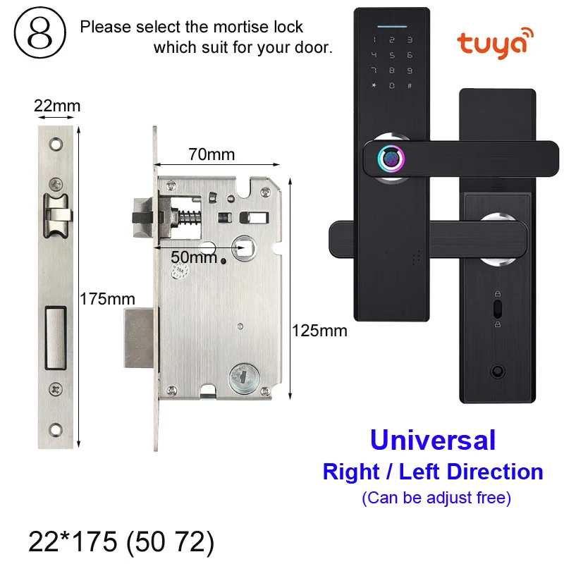 RAYKUBE Wifi электронный дверной замок с приложением Tuya удаленно/биометрический отпечаток пальца/смарт-карта/Пароль/ключ разблокировки FG5 Plus - Цвет: Option 8