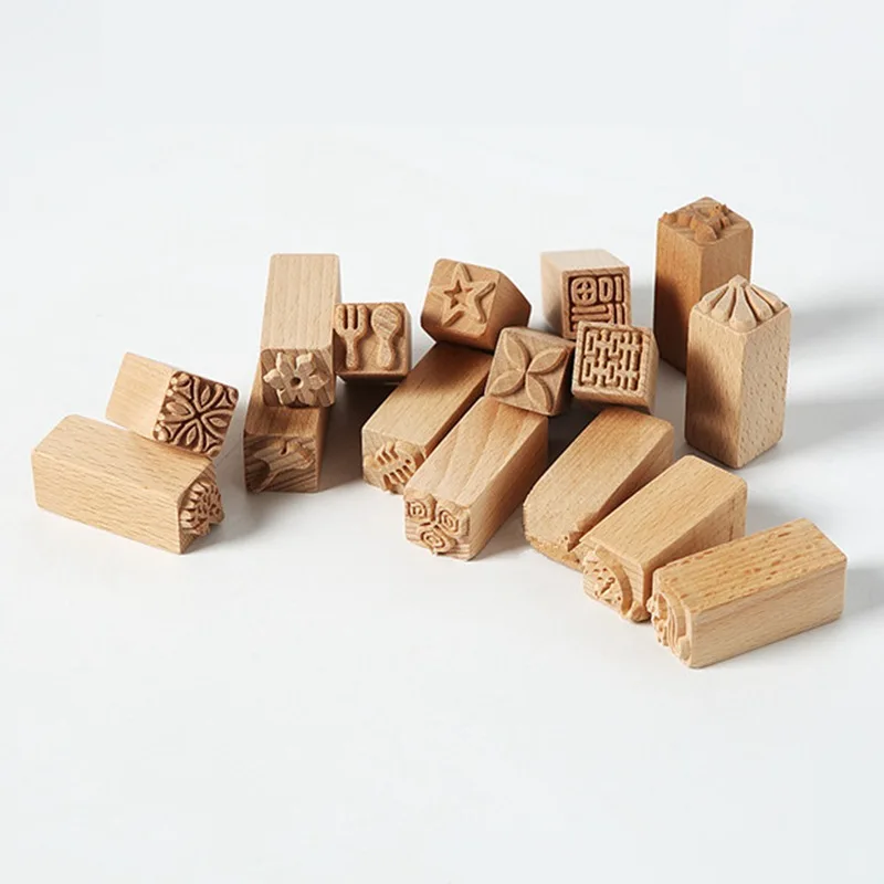 Деревянный с ручной резьбой штампы для печати DIY глиняная посуда печатные блоки глиняные инструменты рыбья кость/белка/цветок/олень ZXX9170
