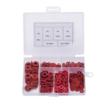 

500pcs M2 M2.5 M3 M4 M5 M6 Steel Flat Pad Insulation Insulating Washers Spacer Red