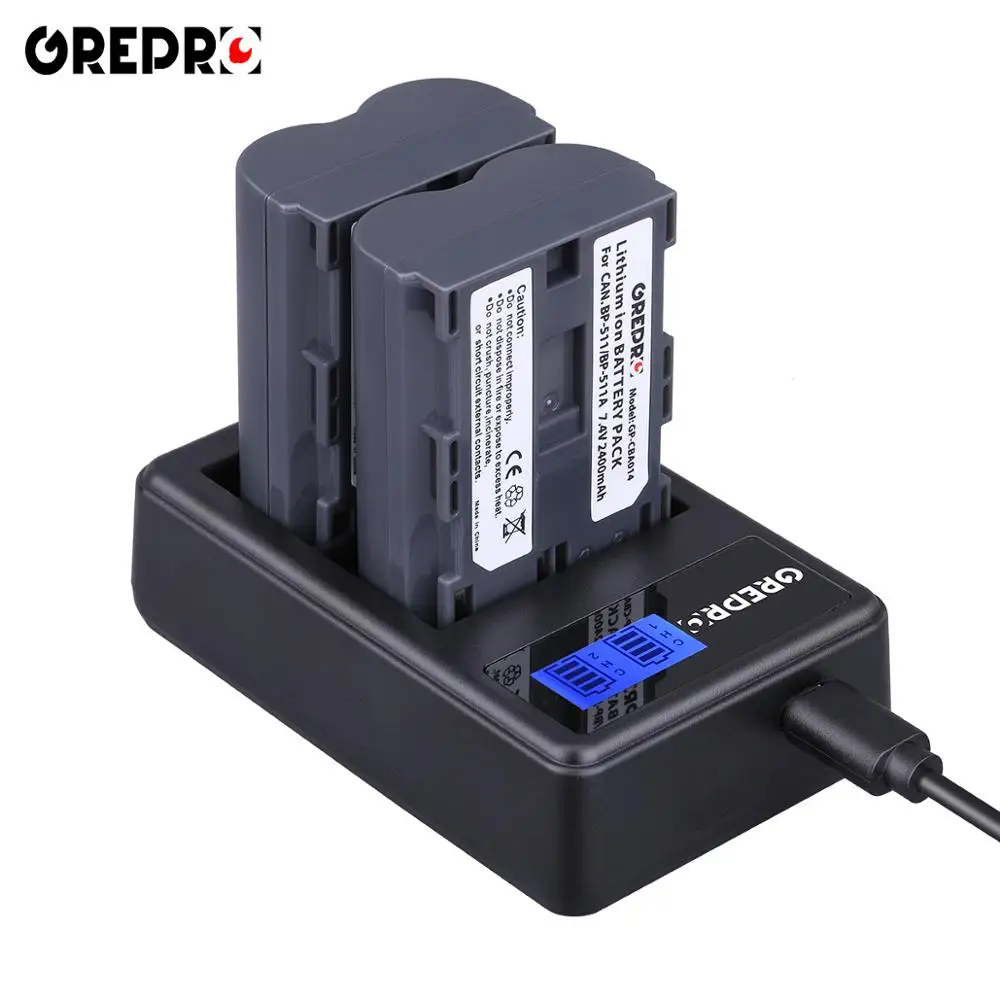 2400 мА/ч, BP-511A BP-511 BP 511 BP511 BP511A Батарея+ ЖК-дисплей USB Зарядное устройство для цифровой однообъективной зеркальной камеры Canon EOS 40D 300D 5D 20D 30D 50D 10D G6 G5 G3 G2 G1
