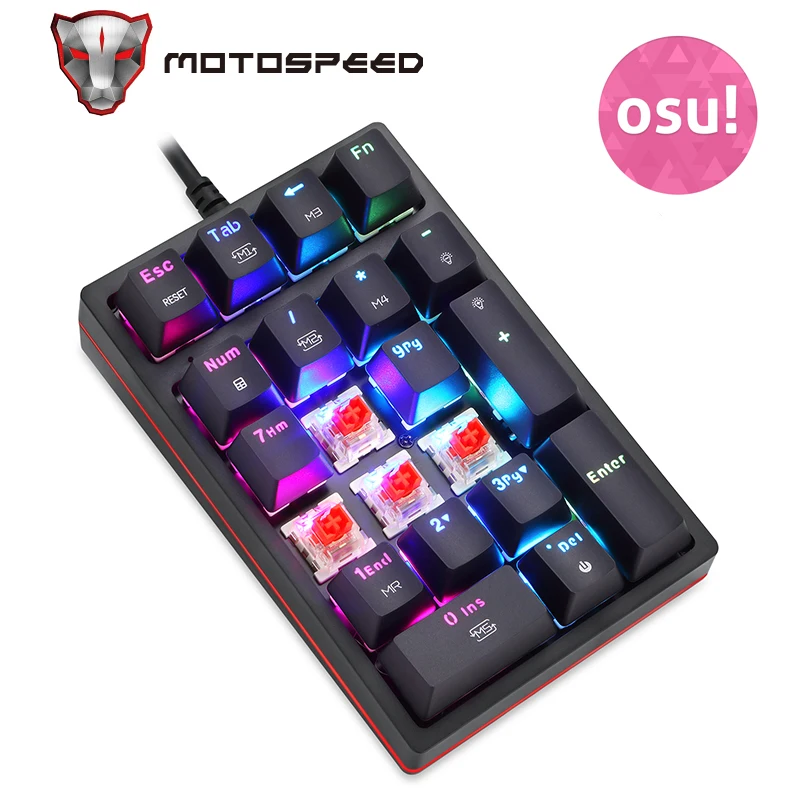 MOTOSPEED K24 USB Проводная Механическая цифровая клавиатура 21 клавиша Mini Numpad RGB с